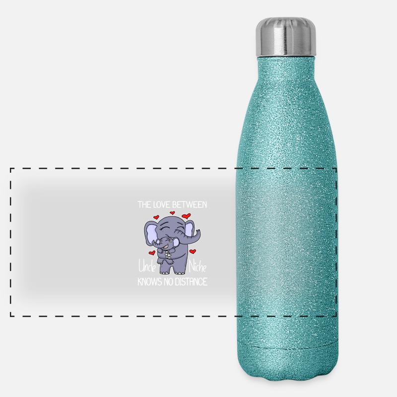 Onkel und Nichte Liebe Elefant Geschenk Panorama Glitzer Isolierflasche 500 ml