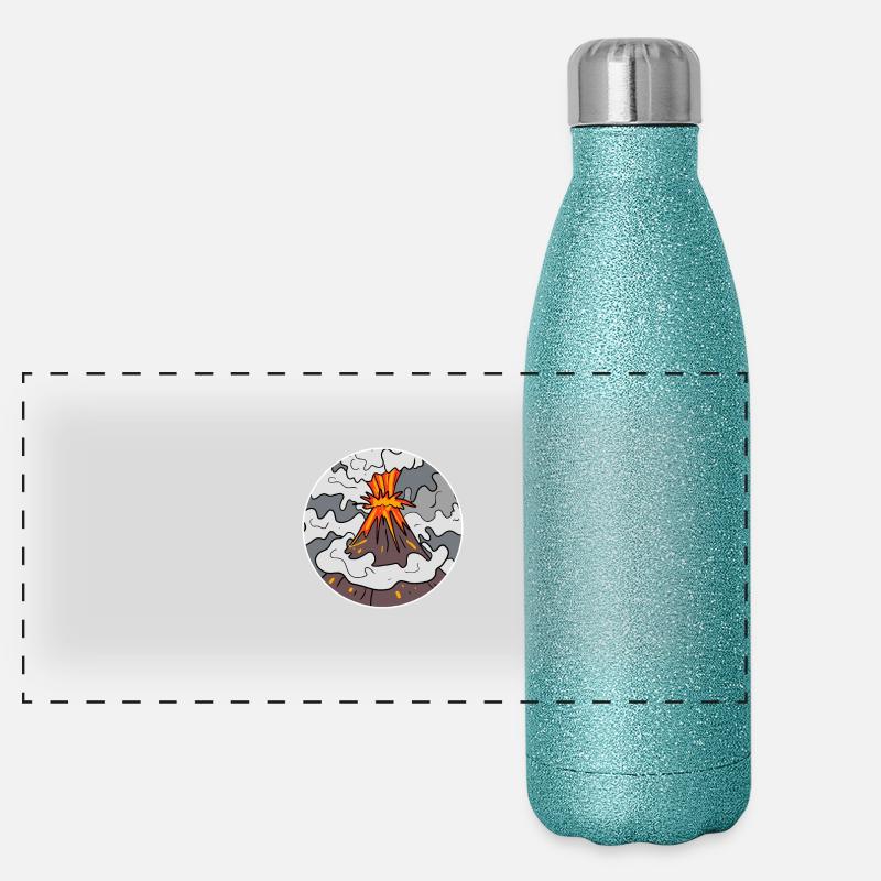 Vulkan Berg Kreis Berge Vulkane - Panorama Glitzer Isolierflasche 500 ml - Blau Glitzer