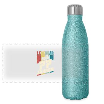 77. Geburtstag Legendär Seit 77 Jahren Legende 77 - Panorama Glitzer Isolierflasche 500 ml - Blau Glitzer - Vorne
