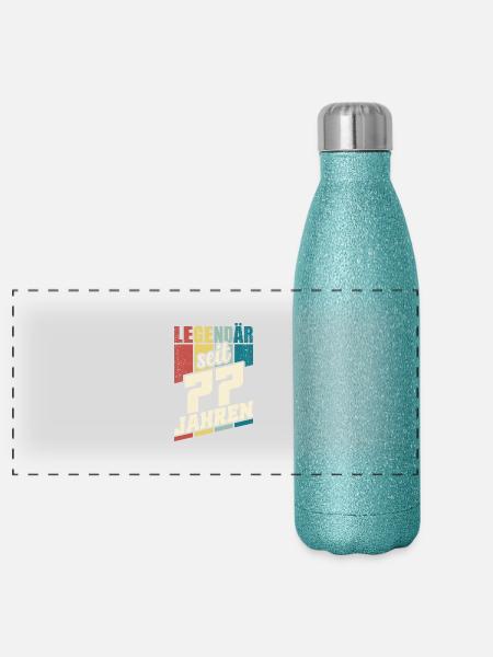 77. Geburtstag Legendär Seit 77 Jahren Legende 77 - Panorama Glitzer Isolierflasche 500 ml - Blau Glitzer - Vorne