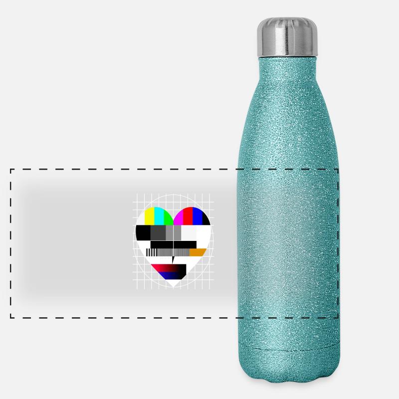 Test Image Coeur I Love 90s Party Love 80s Gourde isotherme panoramique pailletée 500 ml