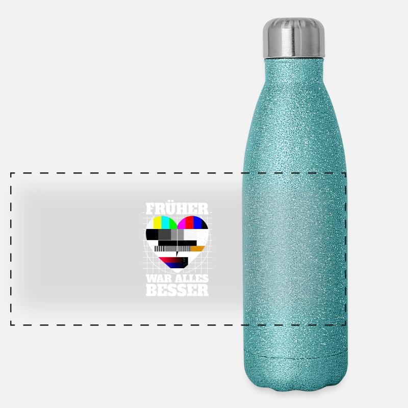 Früher War Alles Besser Testbild 90er Party 80er Panorama Glitzer Isolierflasche 500 ml