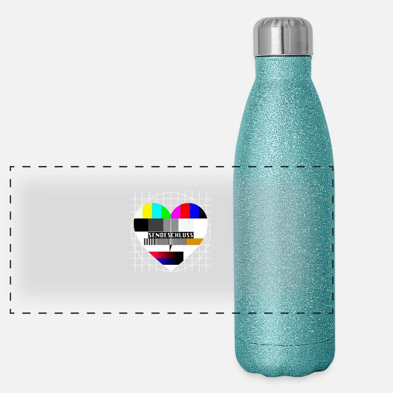 Testbild Herz Sendeschluss 90er Party 80er Jahre - Panorama Glitzer Isolierflasche 500 ml - Blau Glitzer