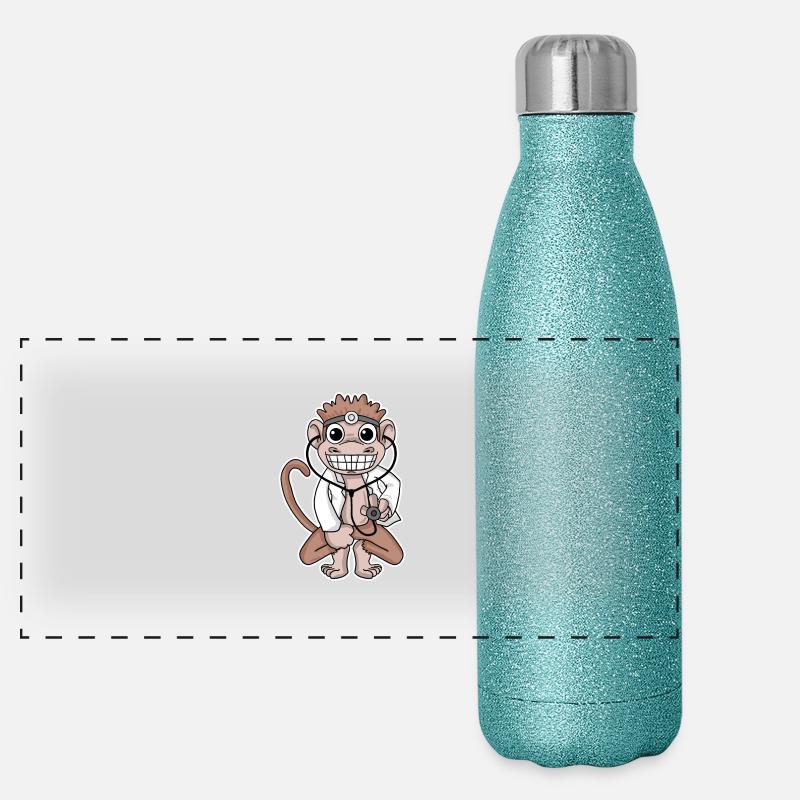 Affe Arzt Doktor Motiv Panorama Glitzer Isolierflasche 500 ml