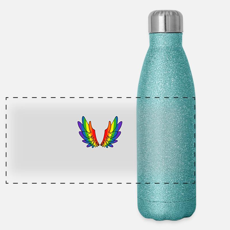 Regenbogen Engel Engelsfügel Flügel Panorama Glitzer Isolierflasche 500 ml
