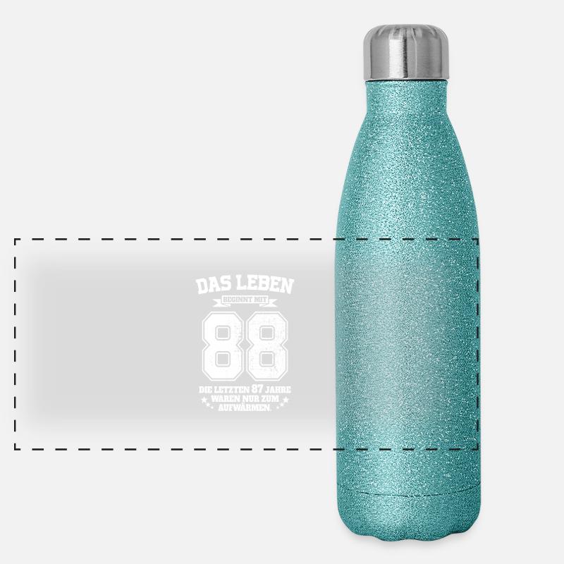 88. Geburtstag Geschenk Das Leben Beginnt Mit 88 Panorama Glitzer Isolierflasche 500 ml