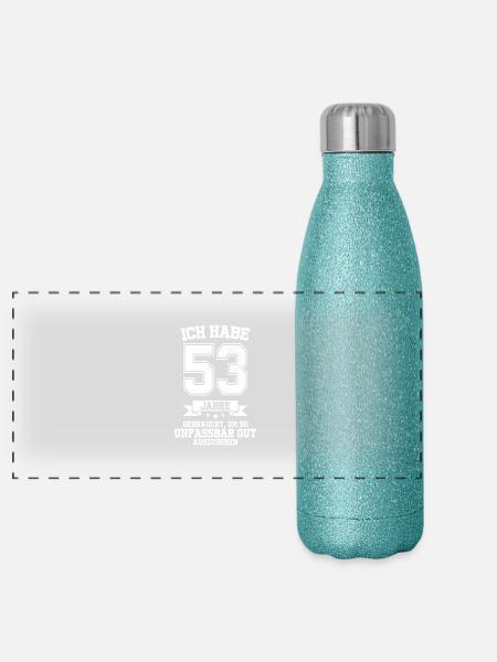 53. Geburtstag Geschenk Habe 53 Jahre Gebraucht - Panorama Glitzer Isolierflasche 500 ml - Blau Glitzer - Vorne