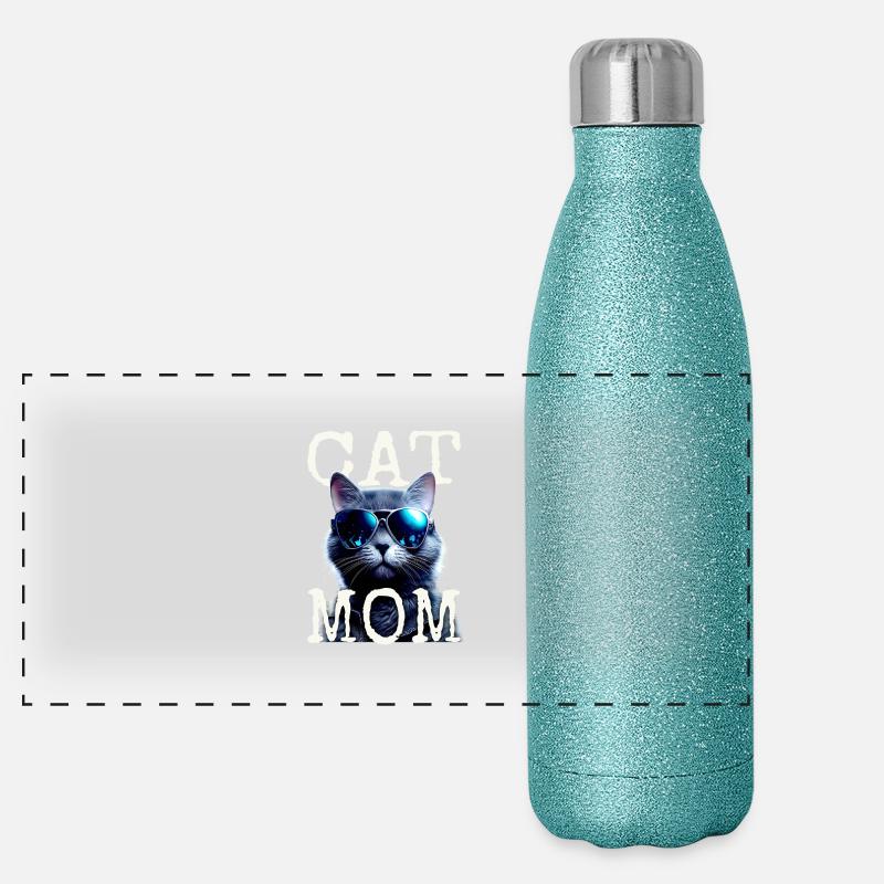 Chat Maman Chats Maman Chat Mère Fête des mères Chat Gourde isotherme panoramique pailletée 500 ml
