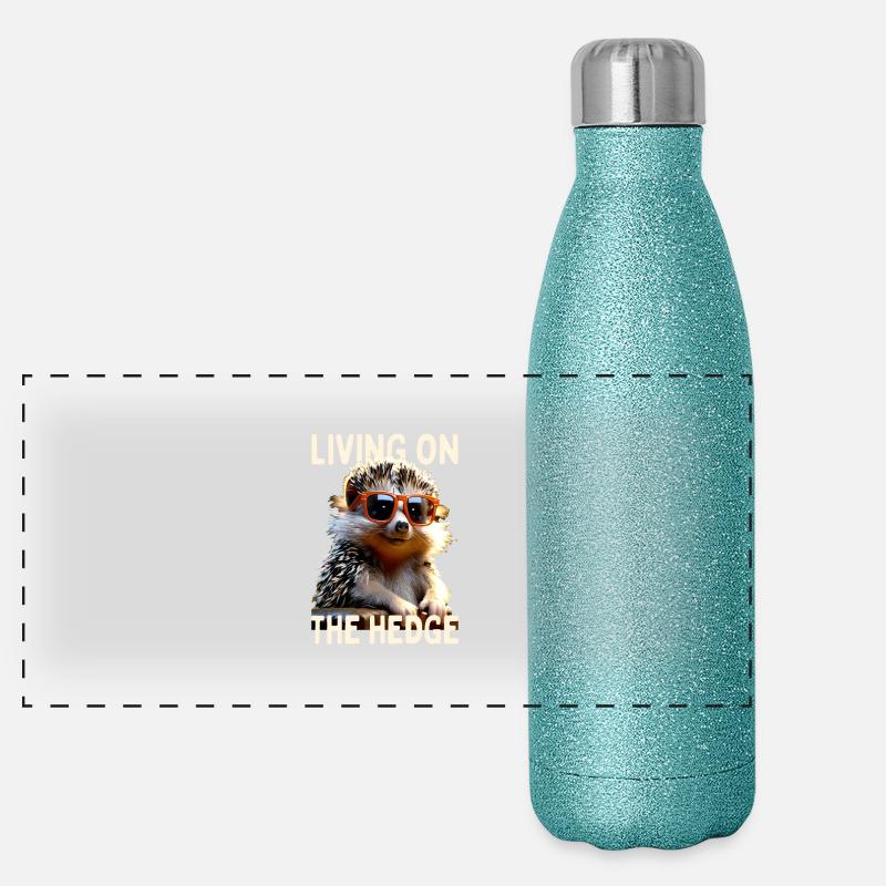 Igel Living on the Hedge Stacheltier Liebe Igel Panorama Glitzer Isolierflasche 500 ml