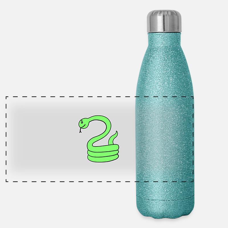 Schlange - Grüne Schlange Panorama Glitzer Isolierflasche 500 ml