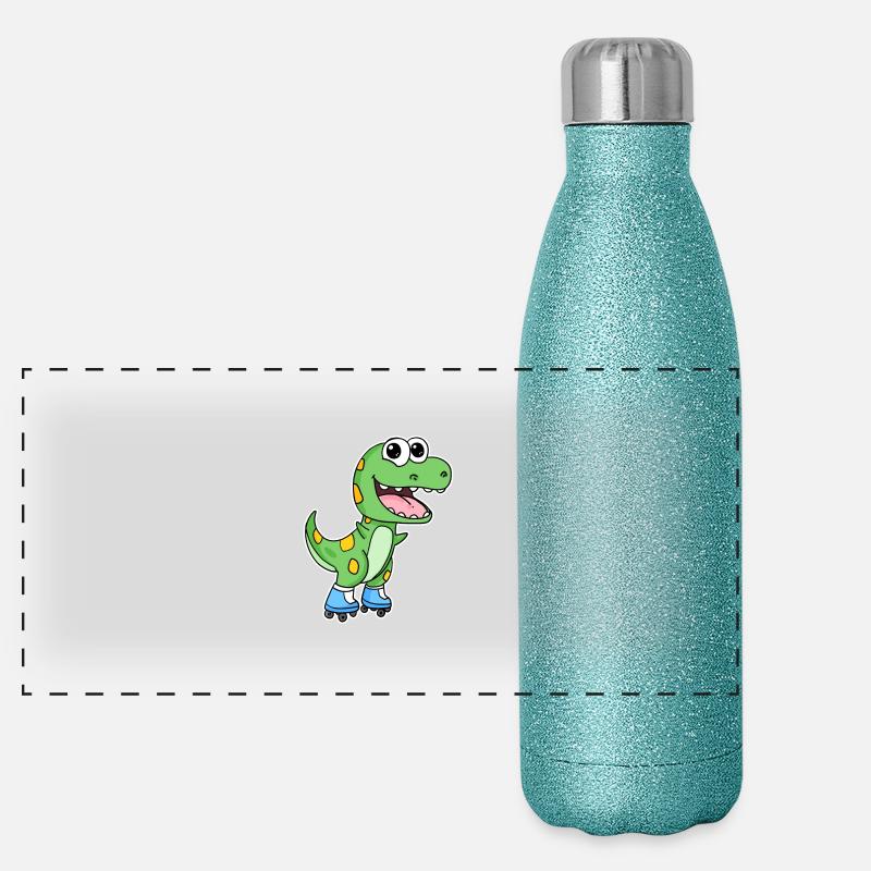 Patinage de dinosaures Gourde isotherme panoramique pailletée 500 ml