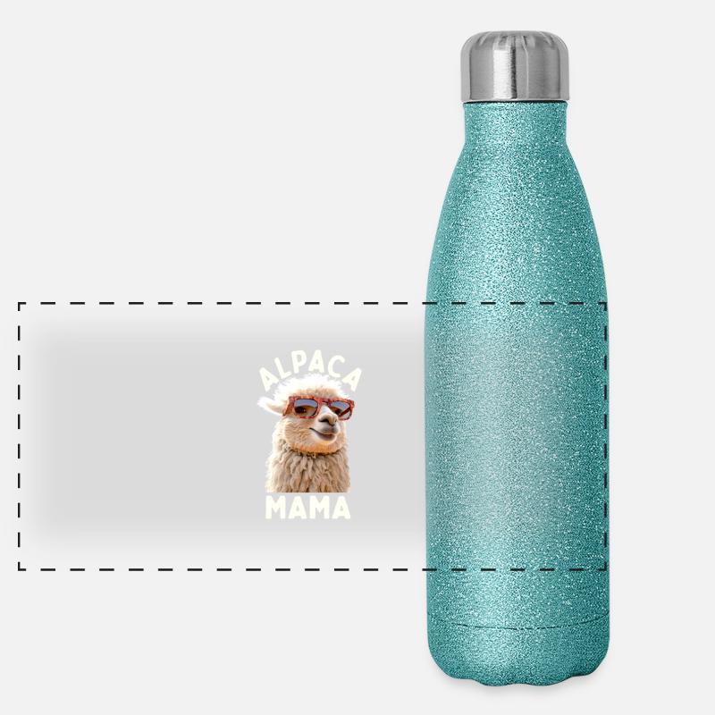 Alpaka Mama Alpaca Mutter Lama Muttertag Alpaka Panorama Glitzer Isolierflasche 500 ml
