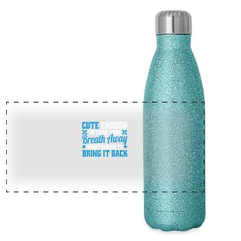 Cute Enough To Take Your Breath Away Arzt Ärztin - Panoramic Glitter Thermal Bottle 500 ml - blue glitter - Front