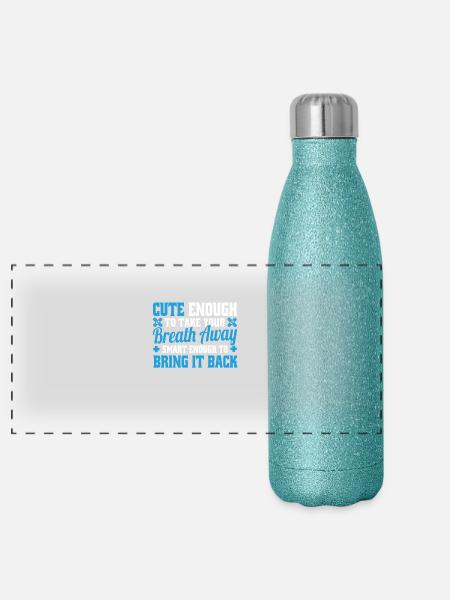 Cute Enough To Take Your Breath Away Arzt Ärztin - Panoramic Glitter Thermal Bottle 500 ml - blue glitter - Front