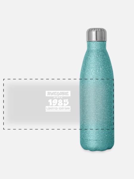 1985 - Jahrgang 1985 - Fantastisch seit 1985 - Panorama Glitzer Isolierflasche 500 ml - Blau Glitzer - Vorne