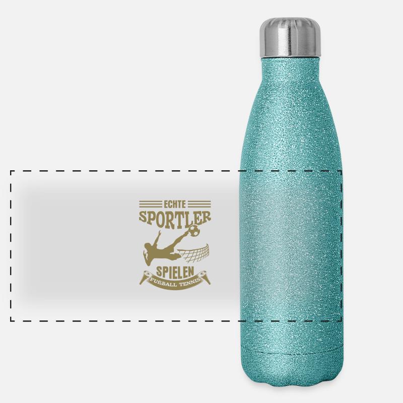 Fußballtennis Sprüche Echte Sportler Panorama Glitzer Isolierflasche 500 ml