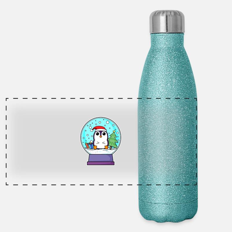 Pinguin Weihnachten Panorama Glitzer Isolierflasche 500 ml