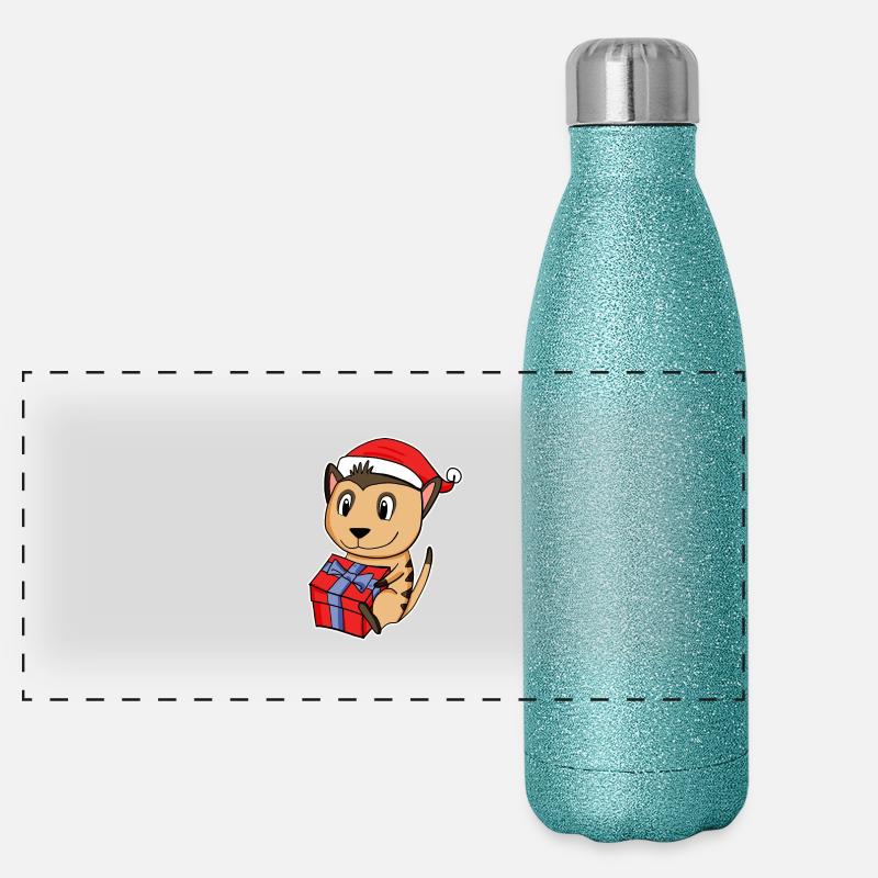 Erdmännchen mit Weihnachtsmütze - Weihnachten Panorama Glitzer Isolierflasche 500 ml