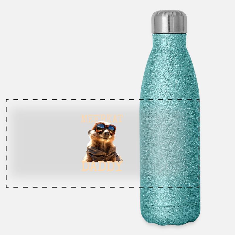 Meerkat Daddy Papa Dad Vatertag Süßes Erdmännchen Panorama Glitzer Isolierflasche 500 ml