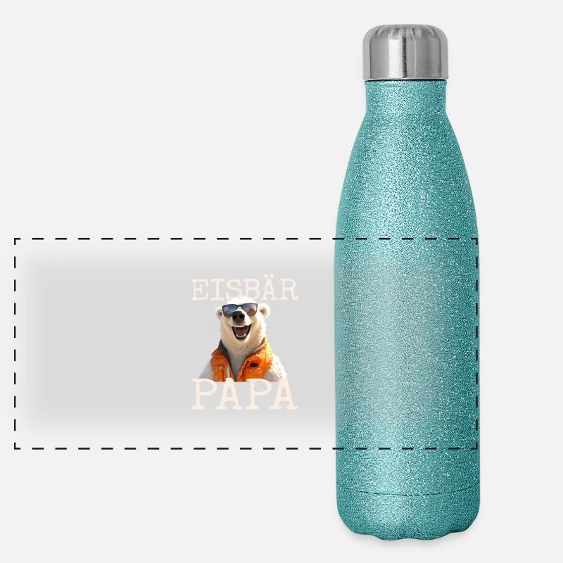 Eisbär Papa Daddy Bären Dad Vatertag Süße Eisbären Panorama Glitzer Isolierflasche 500 ml
