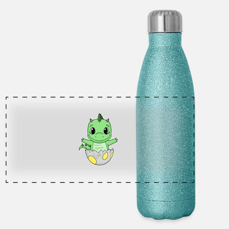 Dinosaurier Ei Dino Baby Motiv Panorama Glitzer Isolierflasche 500 ml