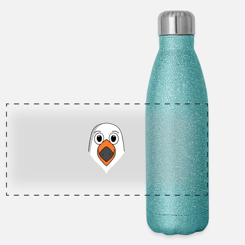 Möwe Tierkopf Tier Kopf Möwenkopf - Panorama Glitzer Isolierflasche 500 ml - Blau Glitzer