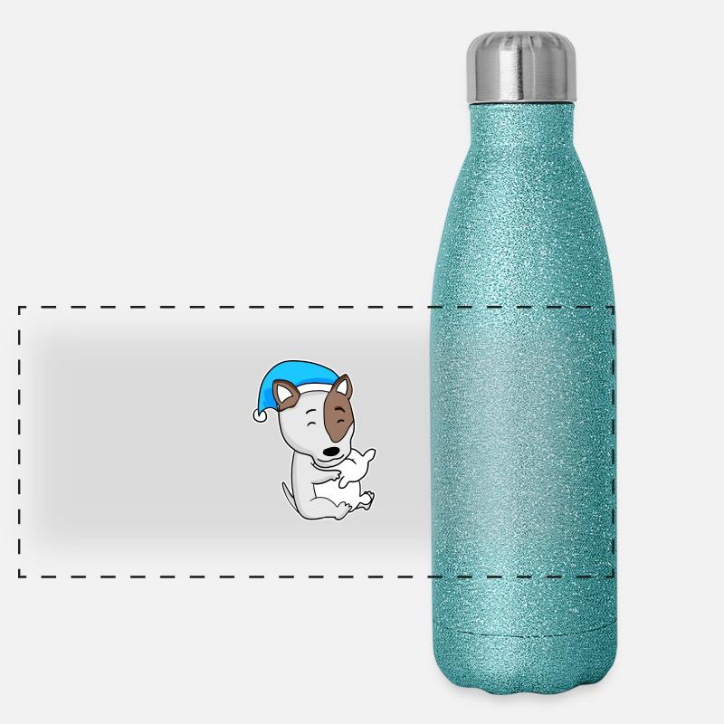 Bullterrier Schlafen Müdigkeit Hund Hunderasse Panorama Glitzer Isolierflasche 500 ml