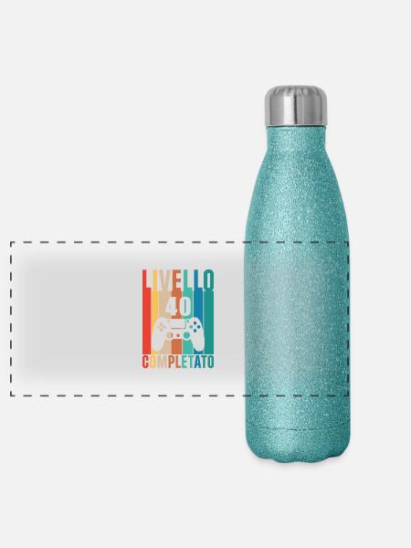 Level 40 - Panoramic Glitter Thermal Bottle 500 ml - blue glitter - Front