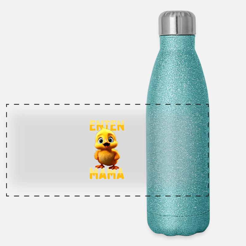 Enten Mama Muttertag Süße Entenküken Mutter Ente Panorama Glitzer Isolierflasche 500 ml