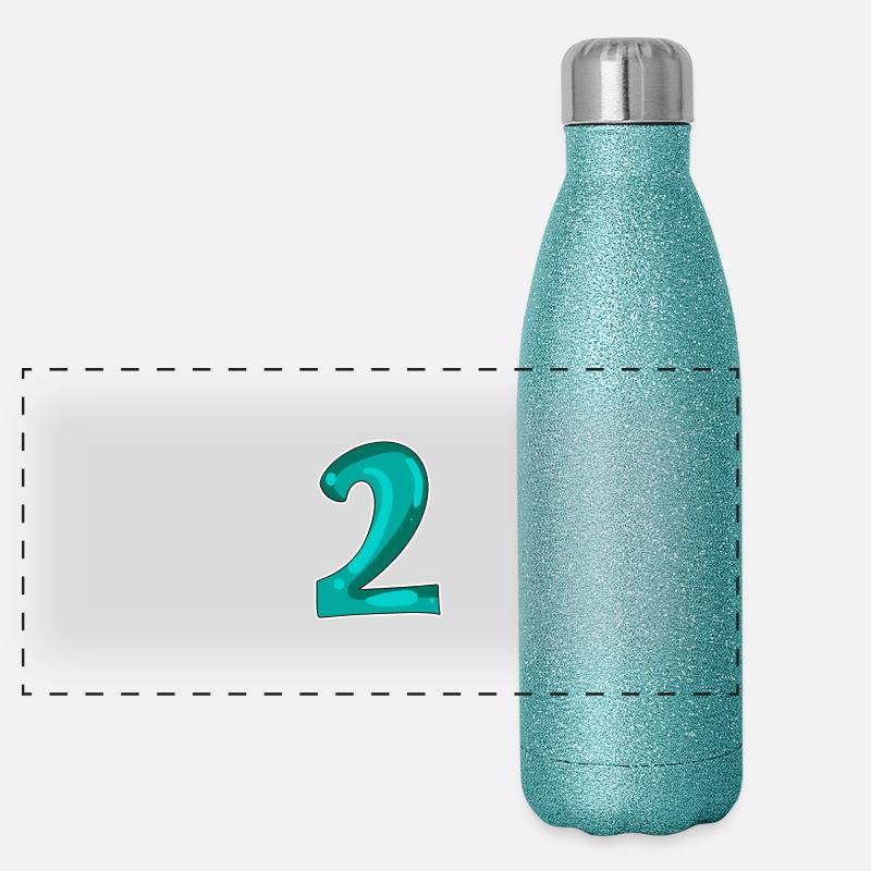2 - Zahl - Nummer Zwei Motiv Panorama Glitzer Isolierflasche 500 ml