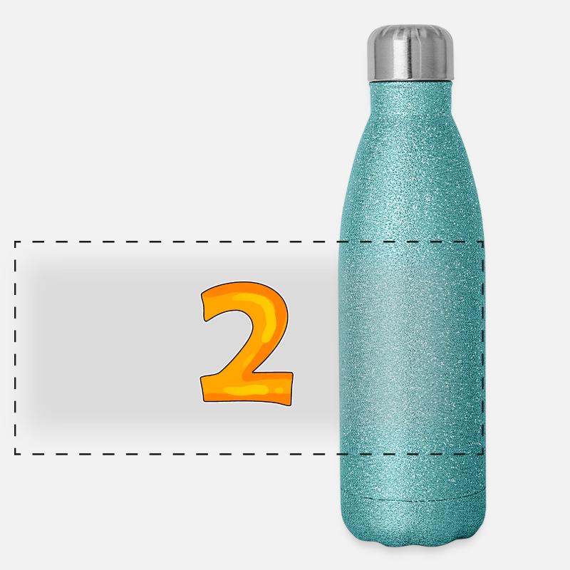Zwei - 2 - Nummer Zahl Panorama Glitzer Isolierflasche 500 ml