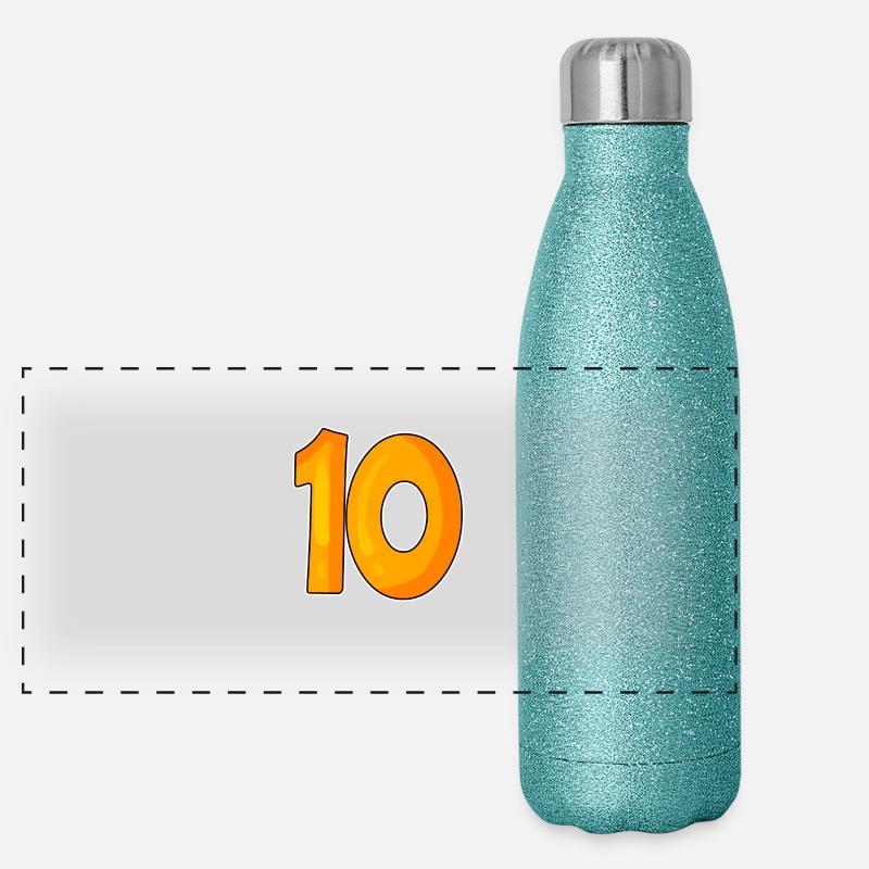 Zehn 10 Nummer Zahl Panorama Glitzer Isolierflasche 500 ml