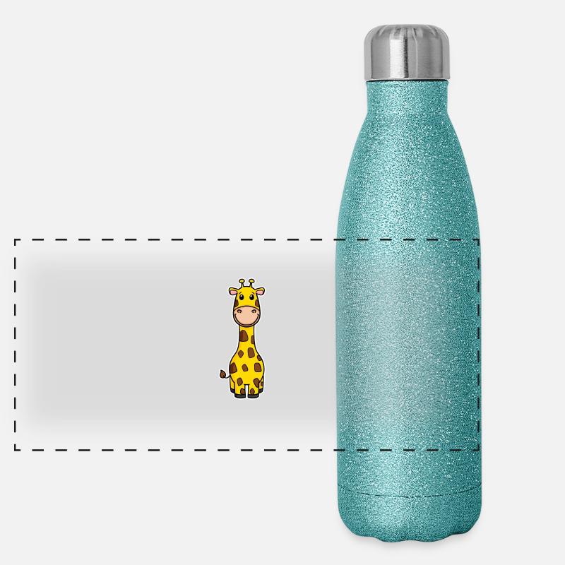 Giraffe Motiv Tier Panorama Glitzer Isolierflasche 500 ml