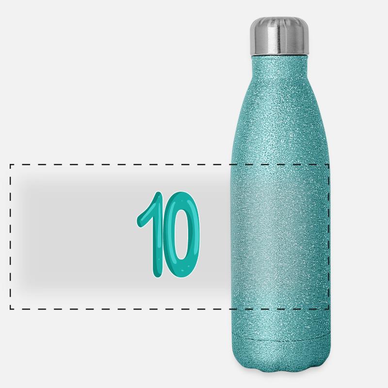 Zehn 10 Nummer Zahl Panorama Glitzer Isolierflasche 500 ml