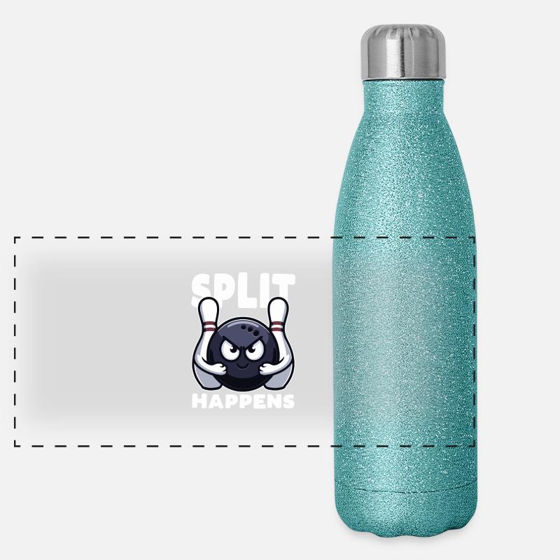 Split Happens Bowling Funny bowling ball two pins Panoramic Glitter Thermal Bottle 500 ml