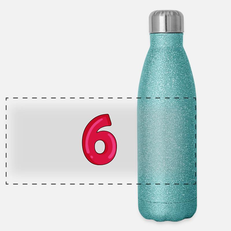 Sechs Zahl 6 Nummer rot Panorama Glitzer Isolierflasche 500 ml