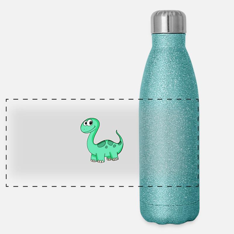 Dino Motif Dinosaur Green Panoramic Glitter Thermal Bottle 500 ml