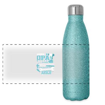 Wenn Opa es nicht reparieren kann - Panorama Glitzer Isolierflasche 500 ml - Blau Glitzer - Vorne