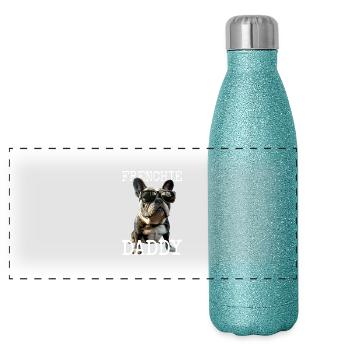 Frenchie Daddy Dad Father's Day Great Dane - Panoramic Glitter Thermal Bottle 500 ml - blue glitter - Front