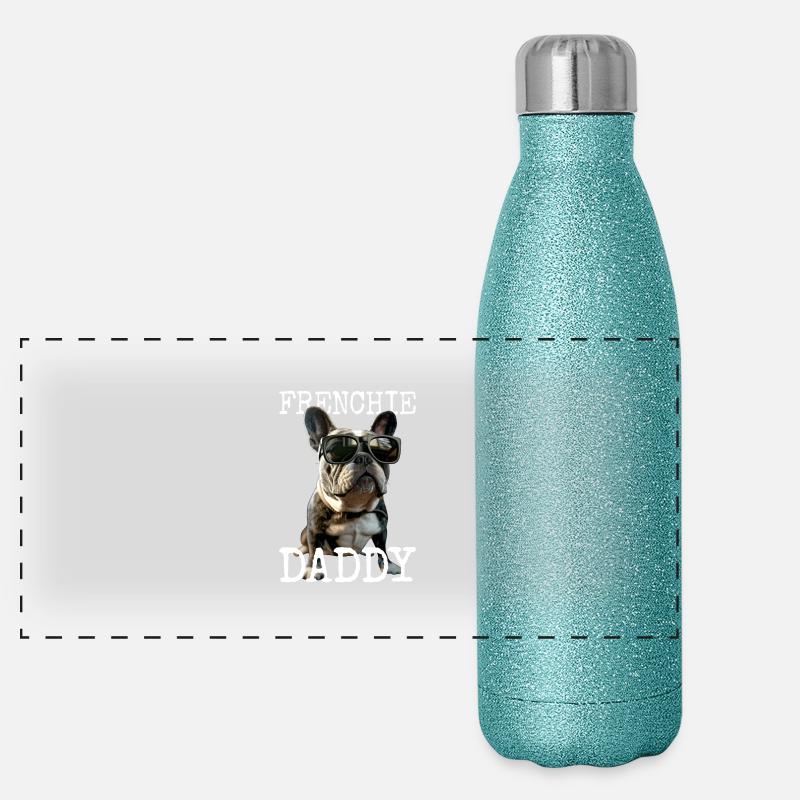 Frenchie Daddy Papa Fête des Pères Dogue Allemand Gourde isotherme panoramique pailletée 500 ml