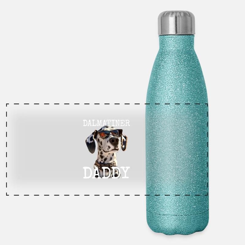 Dalmatiner Daddy Hunde Papa Vater Vatertag Dad Panorama Glitzer Isolierflasche 500 ml