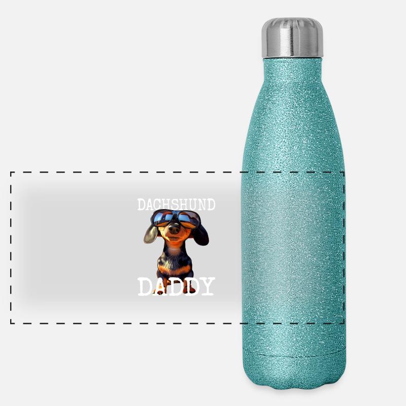 Dachshund Daddy Dackel Dad Wiener Papa Vatertag Panorama Glitzer Isolierflasche 500 ml