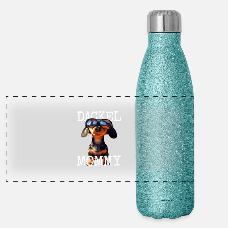 Dackel Mommy Dachshund Mama Wiener Mom Muttertag Panorama Glitzer Isolierflasche 500 ml