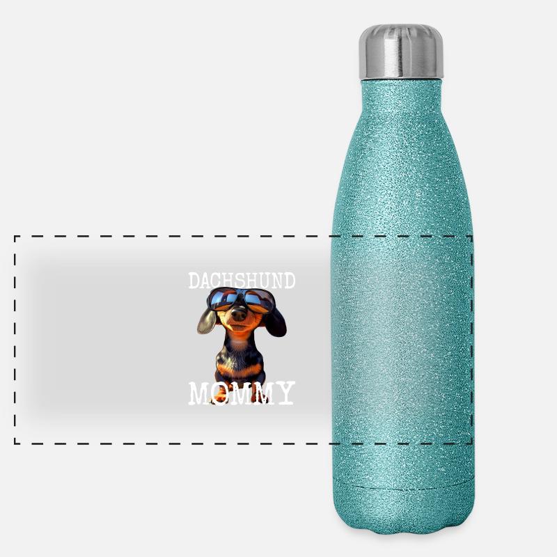 Dachshund Mommy Wiener Mama Dackel Mom Muttertag Panorama Glitzer Isolierflasche 500 ml