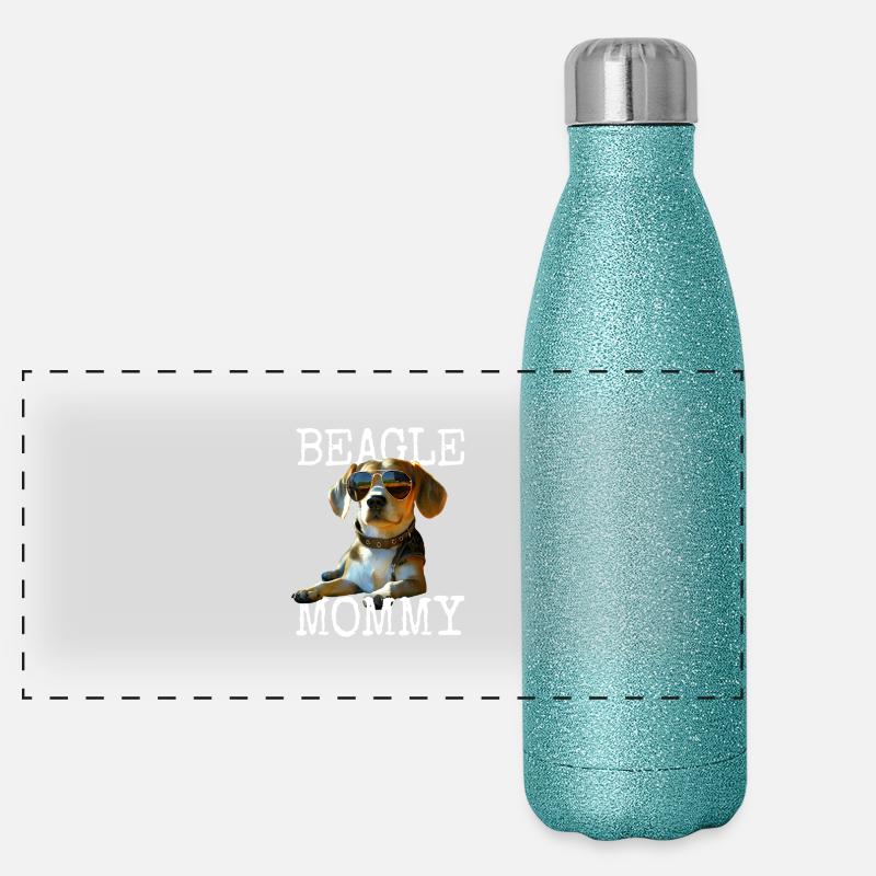 Beagle Mommy Hunde Mama Mum Muttertag Beagles Mom Panorama Glitzer Isolierflasche 500 ml