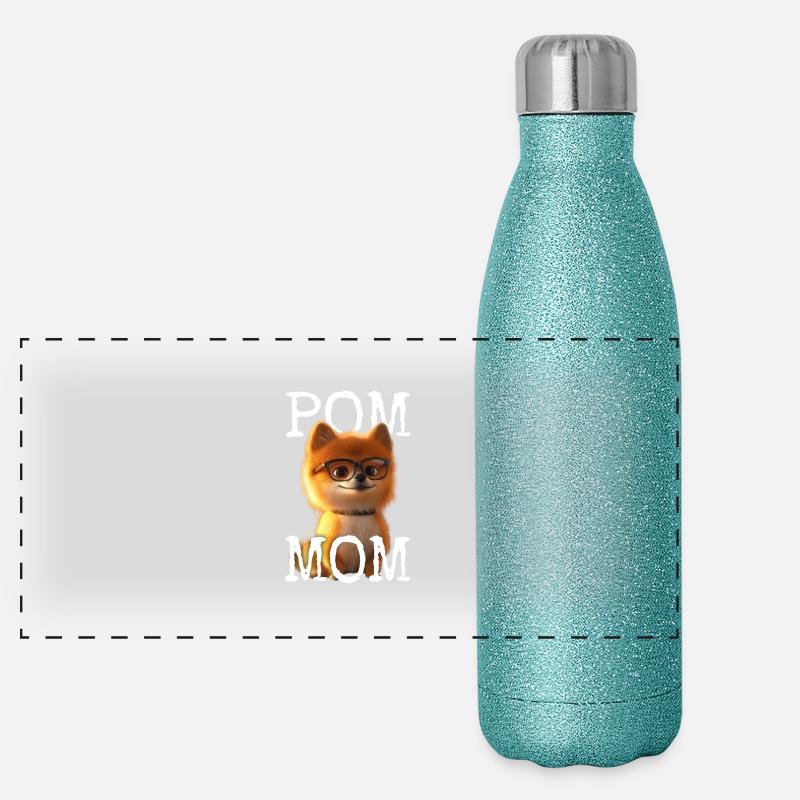 Pom Mom Zwergspitz Mommy Spitz Mama Muttertag Mom Panorama Glitzer Isolierflasche 500 ml