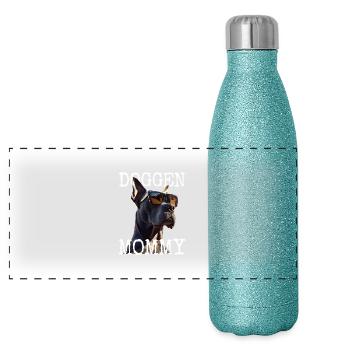 Great Dane Mom Mom Mother's Day Great Dane Mommy - Panoramic Glitter Thermal Bottle 500 ml - blue glitter - Front