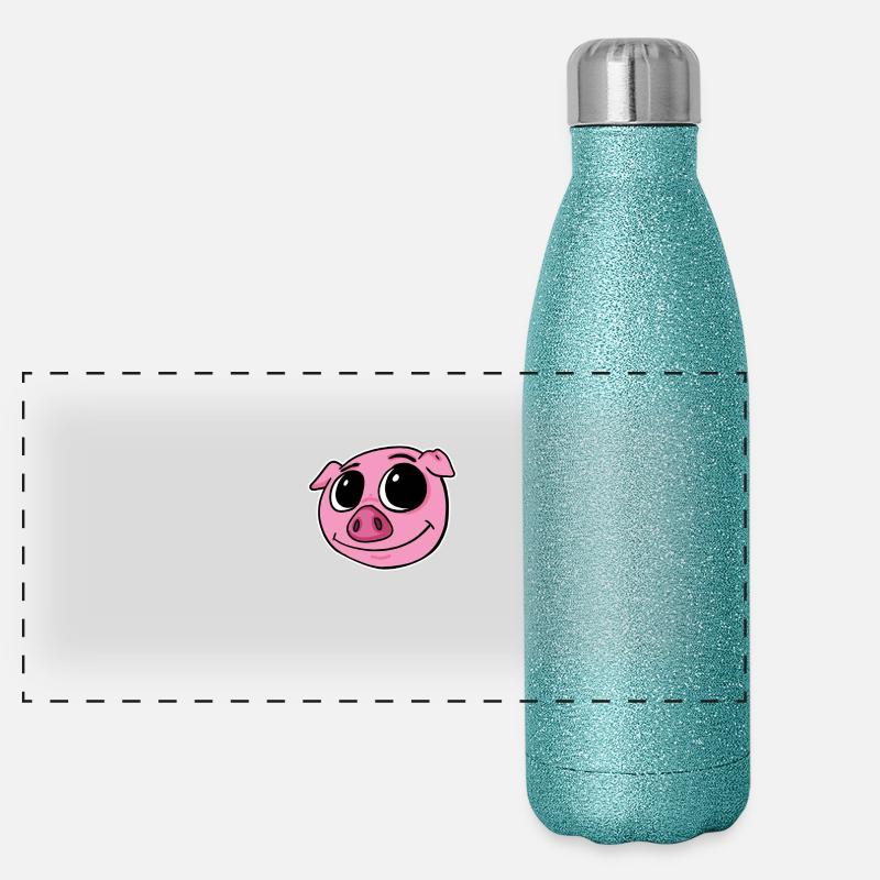 Tête d’animal de porc Gourde isotherme panoramique pailletée 500 ml