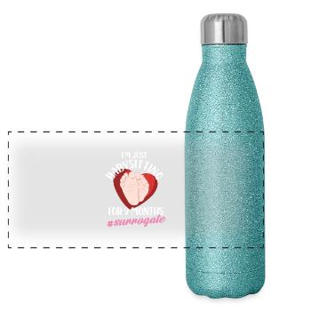 Je fais juste du babysitting pendant 9 mois Design - Gourde isotherme panoramique pailletée 500 ml - paillettes bleues - Devant