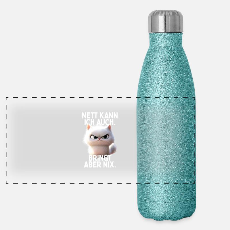 Sympa je peux aussi apporter mais pas de chats de bureau Gourde isotherme panoramique pailletée 500 ml
